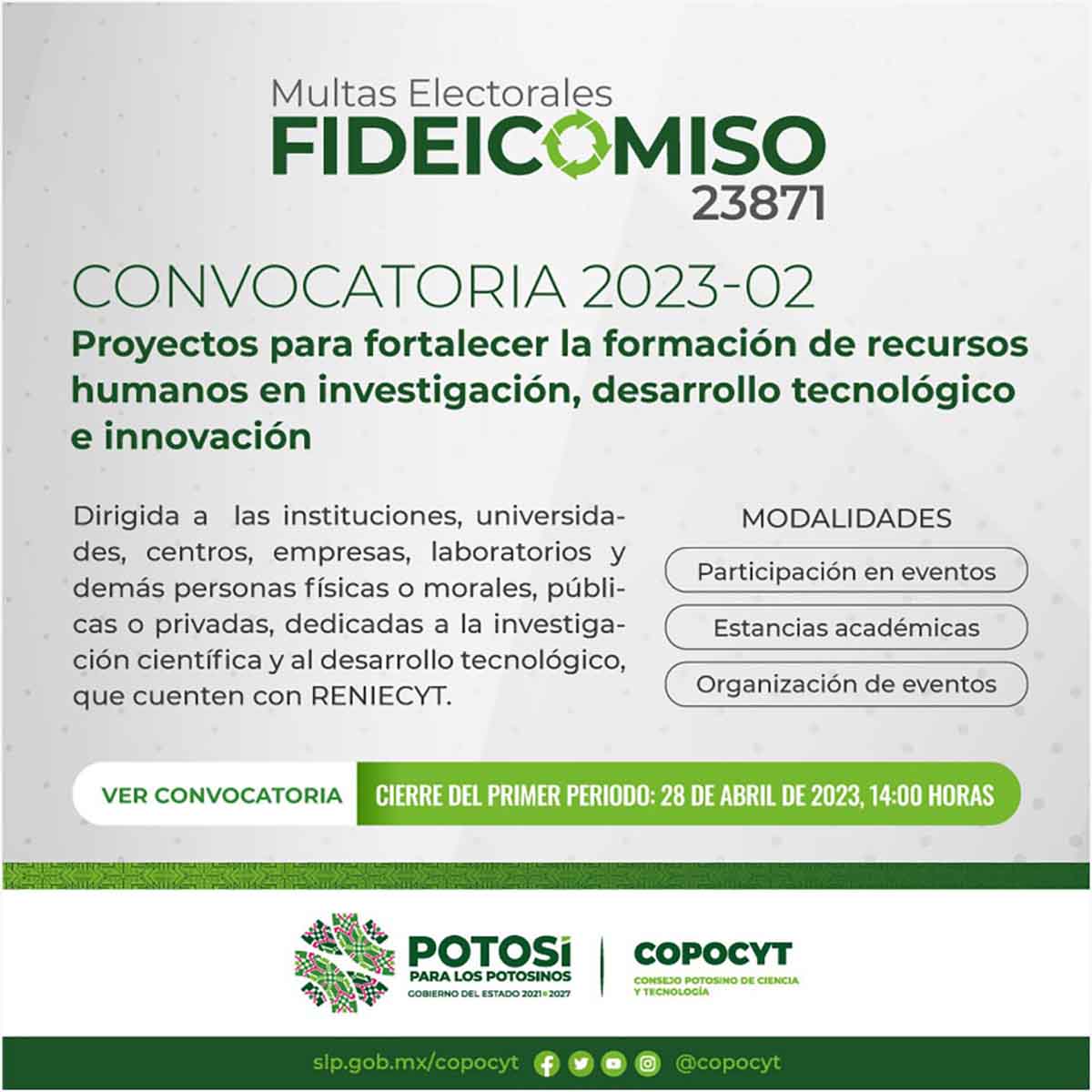 Lanza COPOCYT convocatorias para proyectos de ciencia, tecnología e